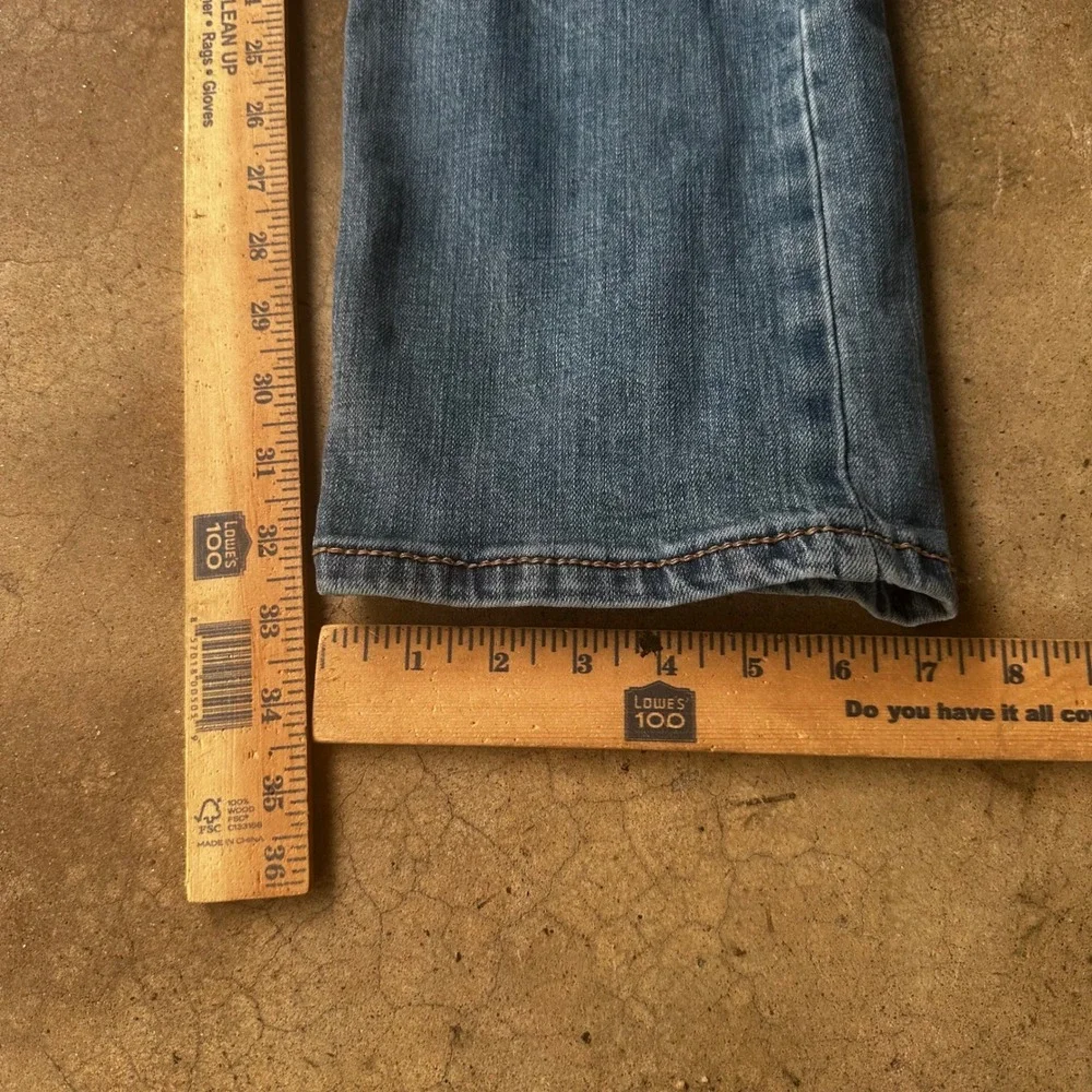 Wrangler Retro Jeans Mens 34x32 Blue Western Slim Straight Light Wash Denim - Picture 4 of 4